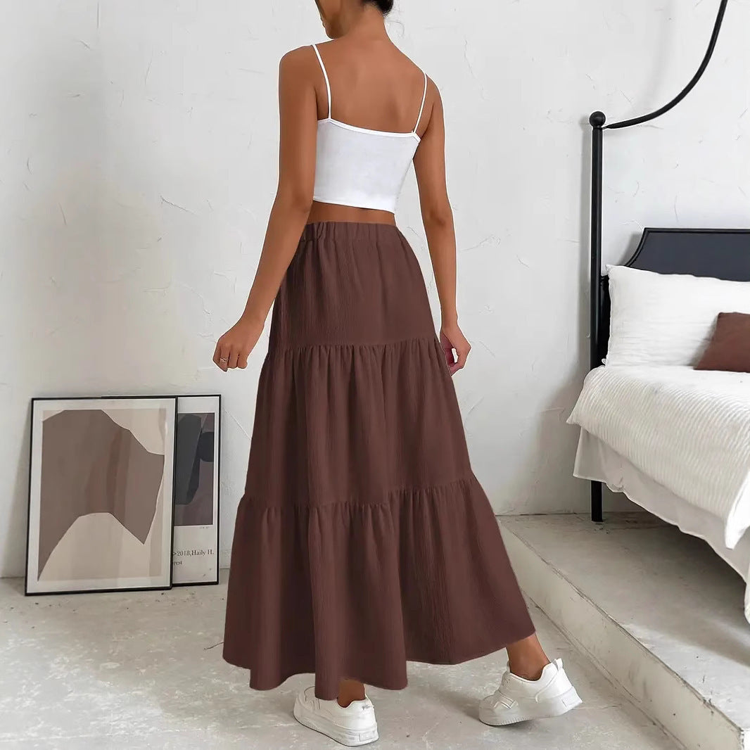 Bohemian Pleated Layered Long Skirt