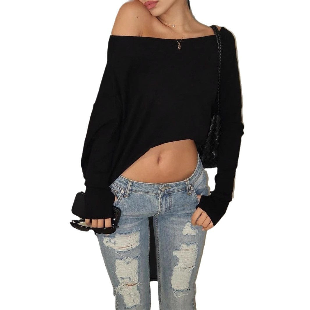 Long Sleeve T-shirt New Midriff-baring Top