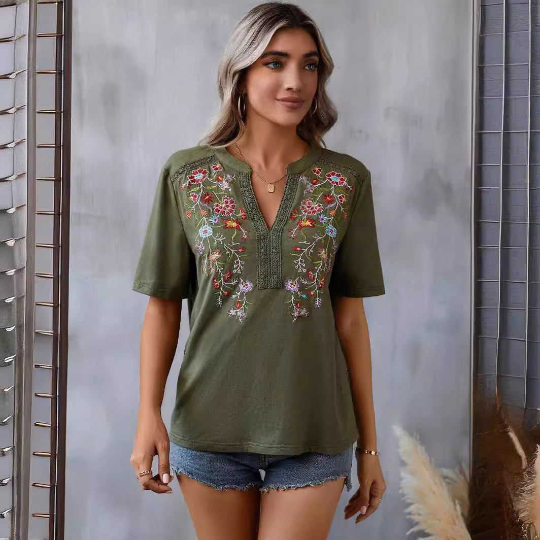 The Embroidered V-Neck Tee