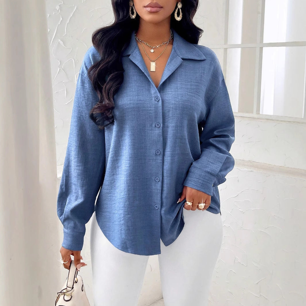 Simple Solid Color Long Sleeve Shirt