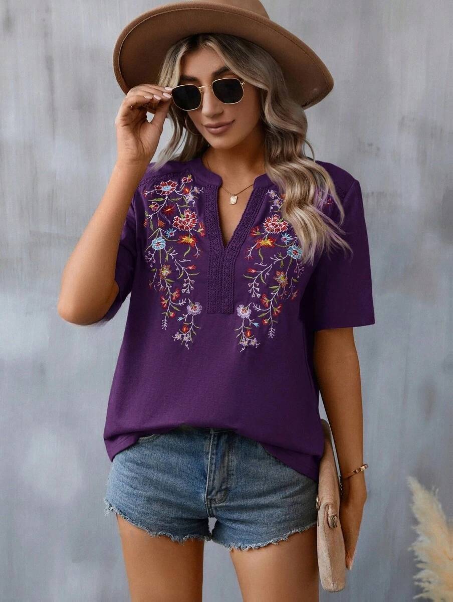 The Embroidered V-Neck Tee