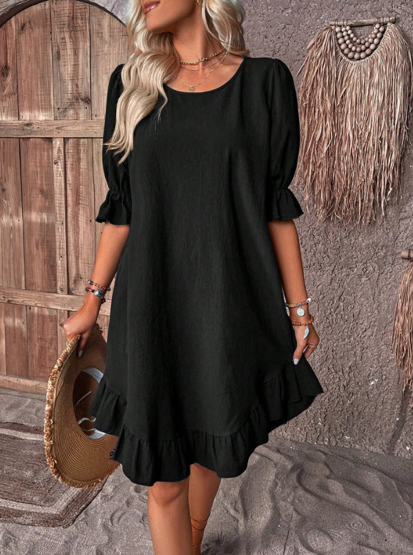Relaxed Ruffled Hem Mini Dress