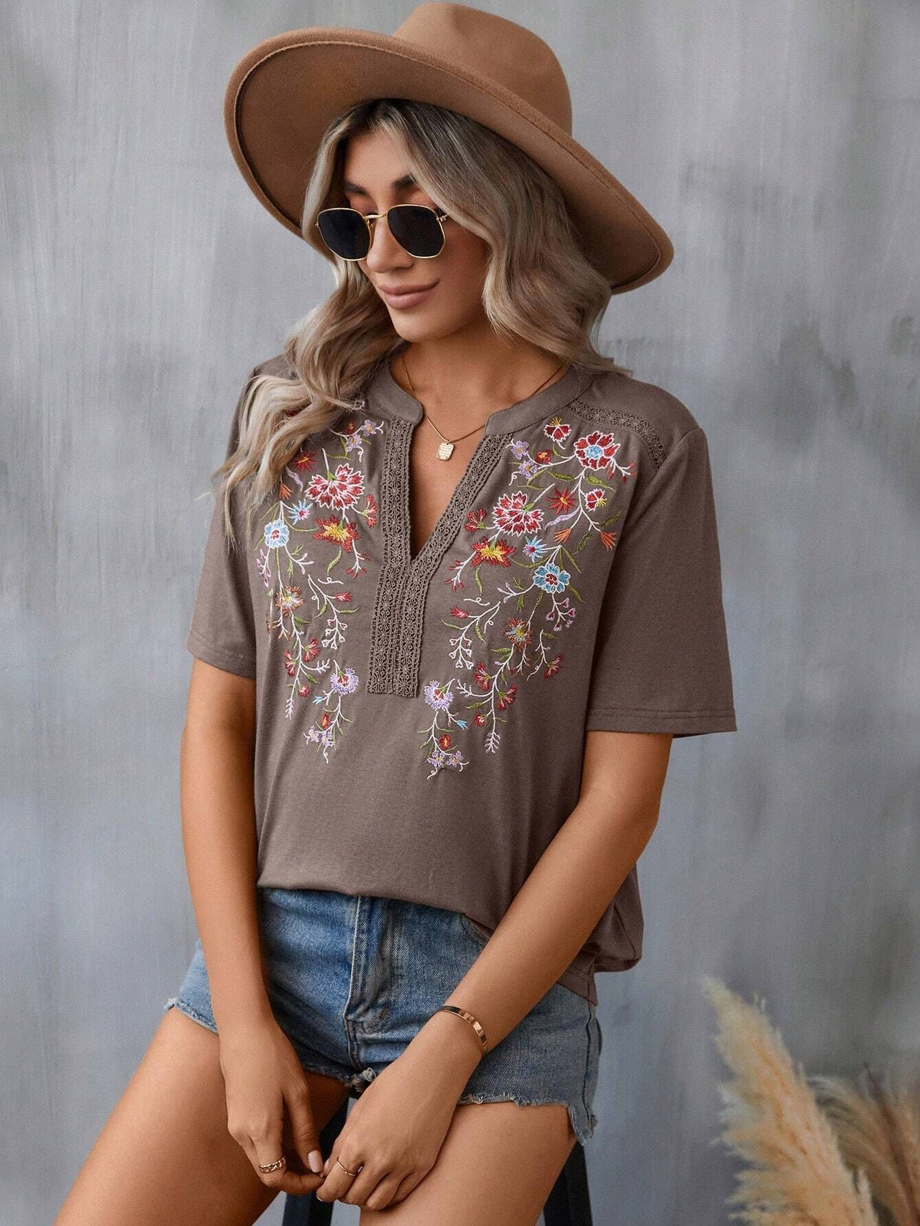 The Embroidered V-Neck Tee
