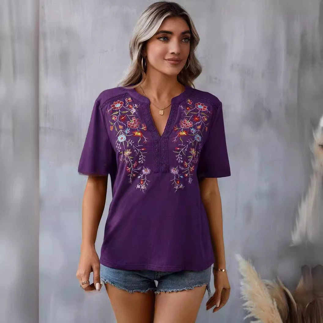 The Embroidered V-Neck Tee