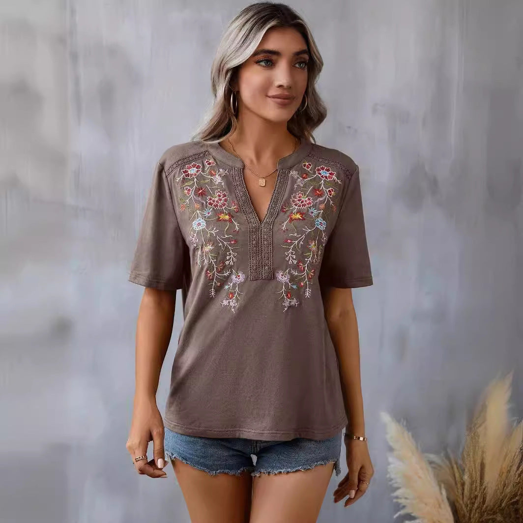 The Embroidered V-Neck Tee