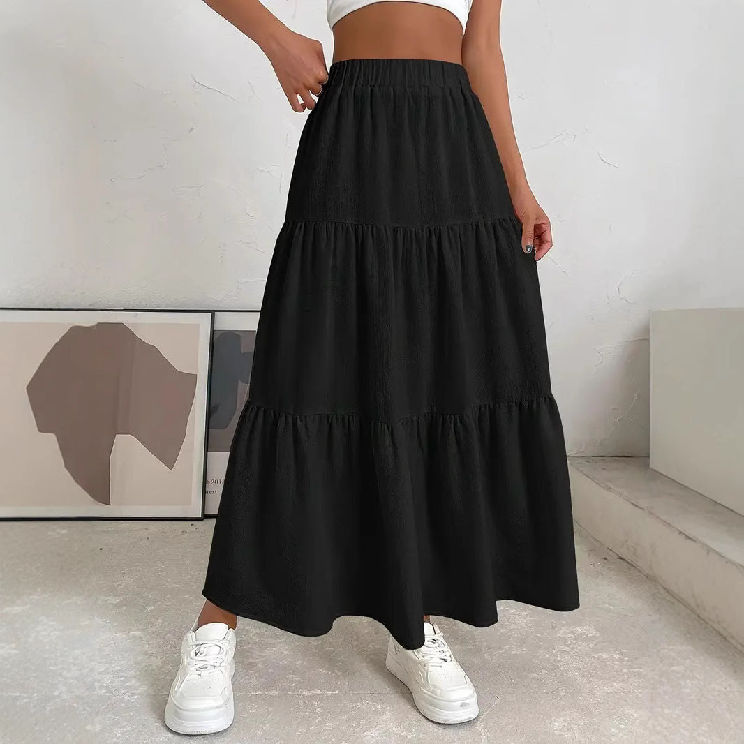 Bohemian Pleated Layered Long Skirt