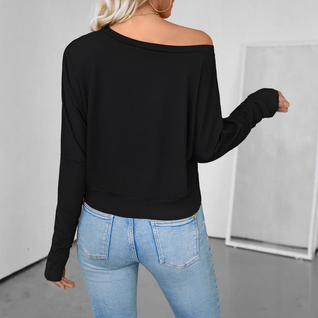 Long Sleeve T-shirt New Midriff-baring Top