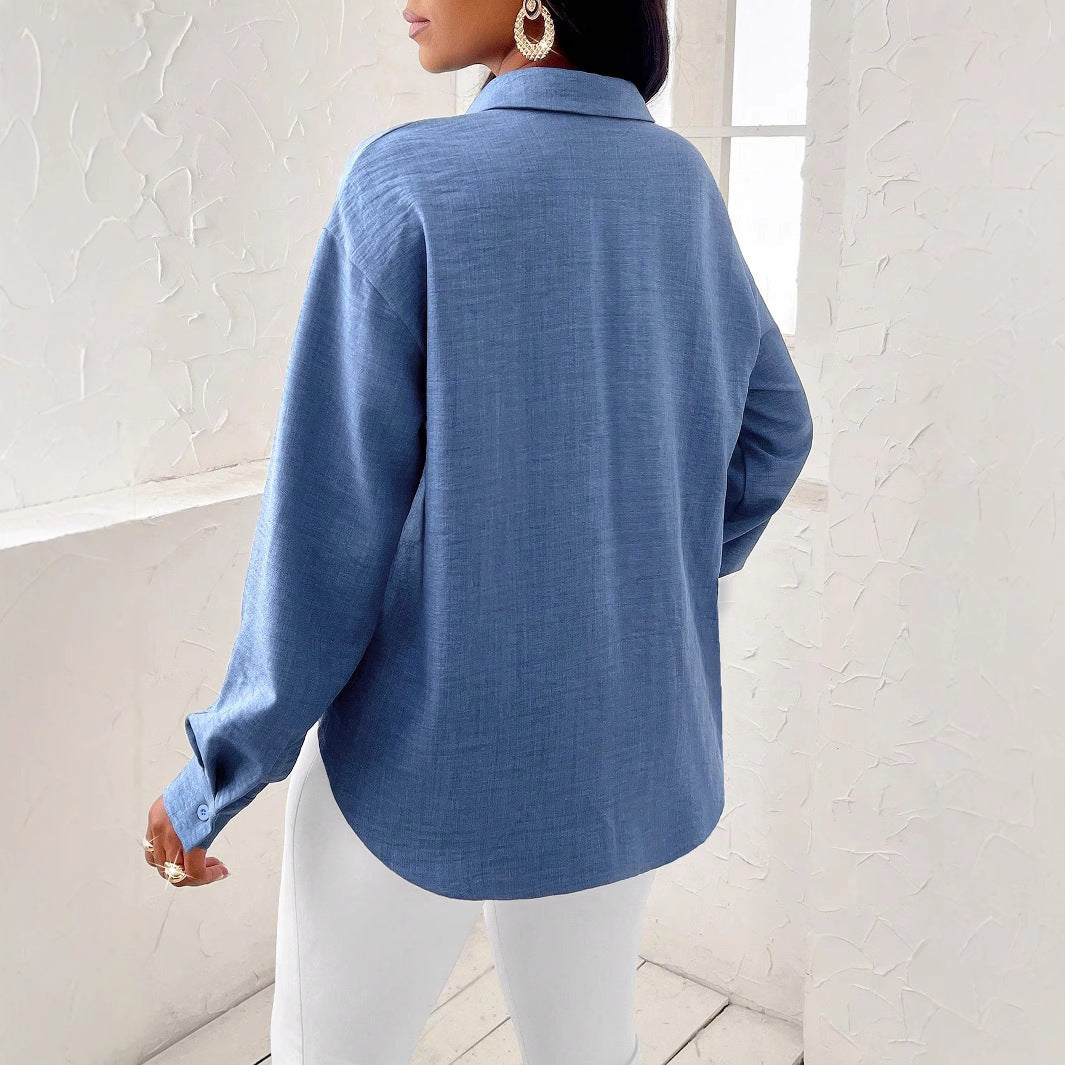 Simple Solid Color Long Sleeve Shirt