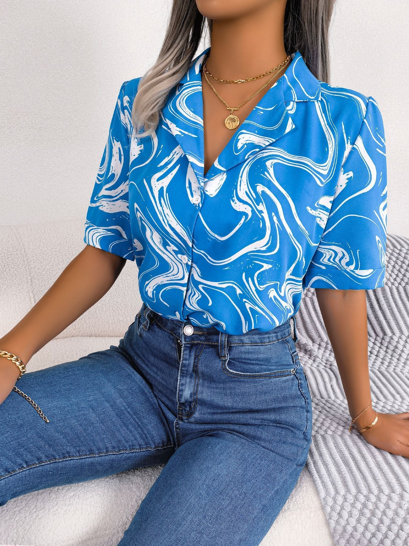 The Abstract Swirl Blouse