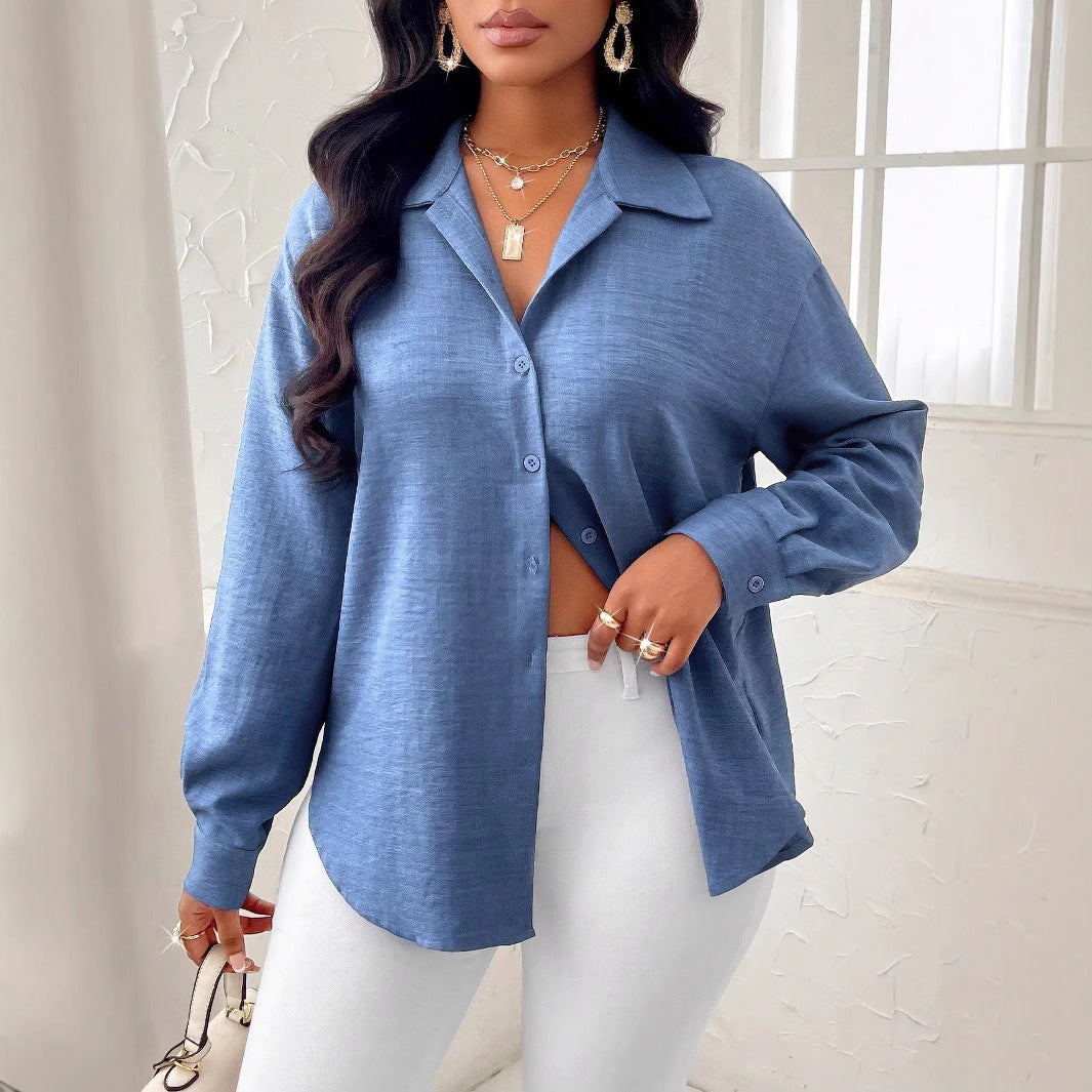 Simple Solid Color Long Sleeve Shirt