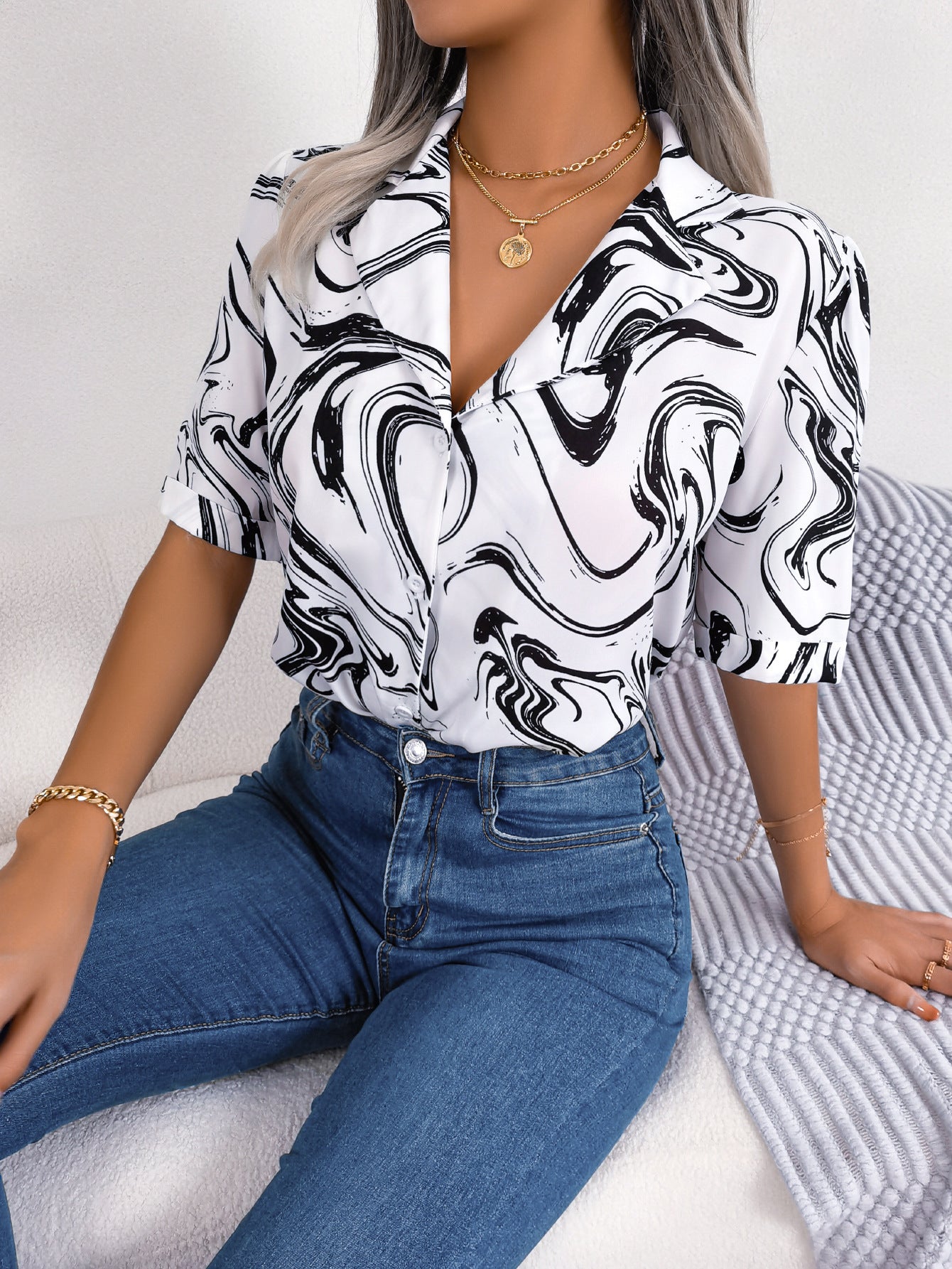 The Abstract Swirl Blouse