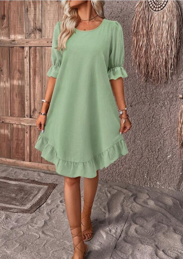Relaxed Ruffled Hem Mini Dress