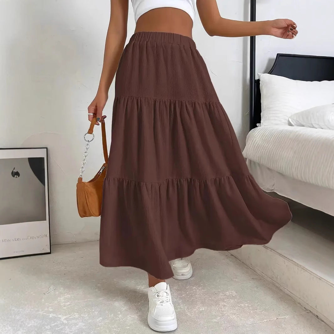 Bohemian Pleated Layered Long Skirt