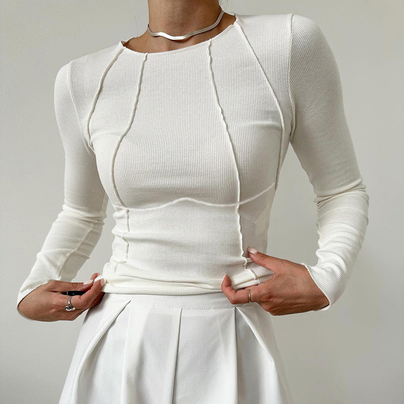 Ribbed Long-Sleeve Crop Top