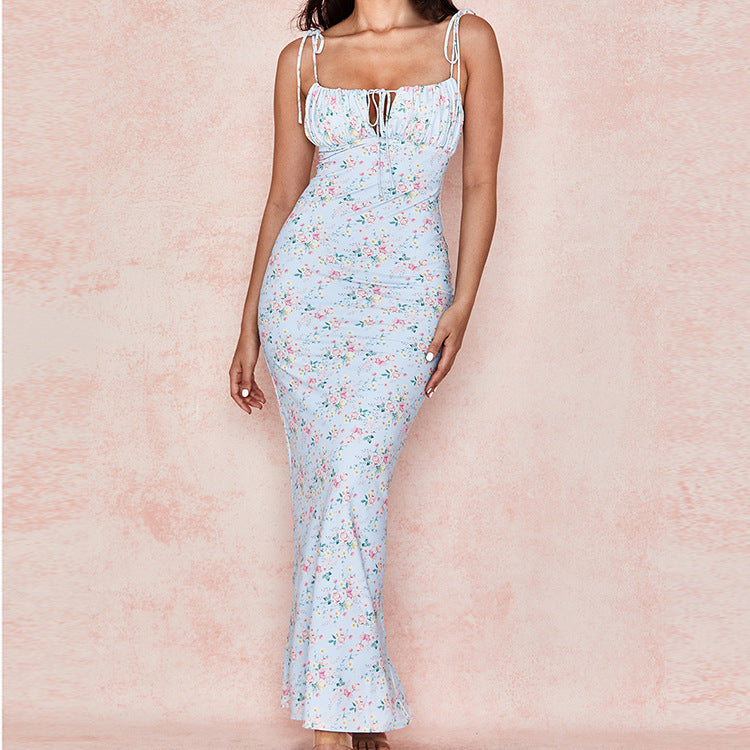 Summer Floral Print Dress with Short Sleeves
