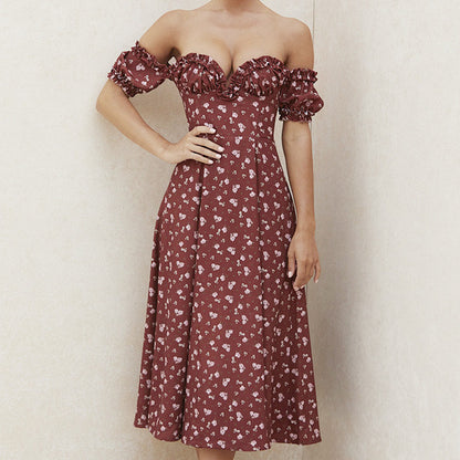 Summer Floral Print Dress with Short Sleeves