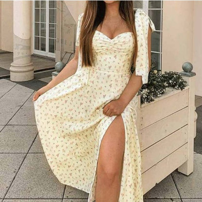 Summer Floral Print Dress with Short Sleeves