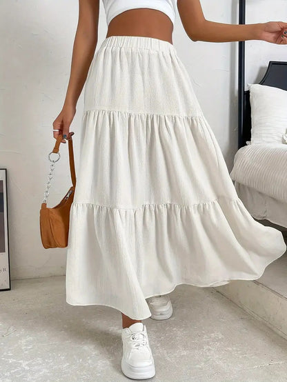 Bohemian Pleated Layered Long Skirt