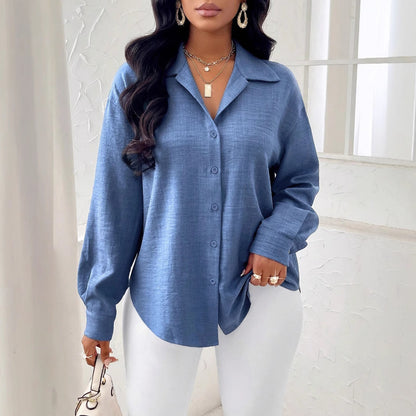Simple Solid Color Long Sleeve Shirt