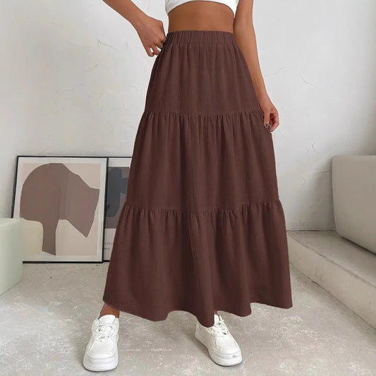 Bohemian Pleated Layered Long Skirt