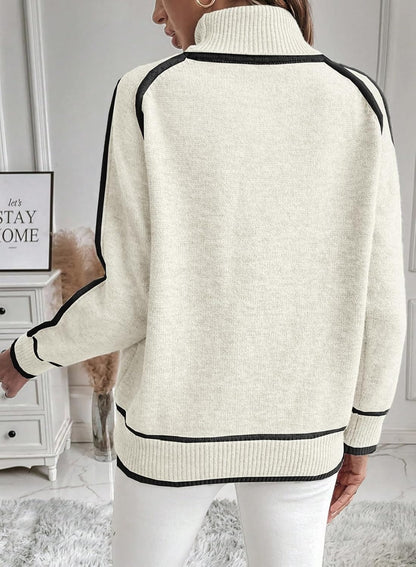 High-necked Casual Knit Top