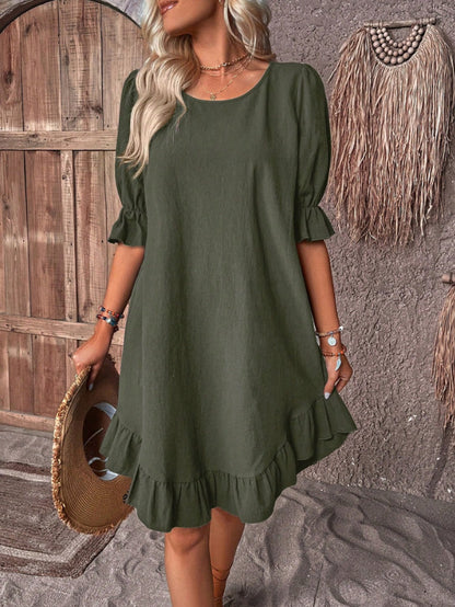 Relaxed Ruffled Hem Mini Dress