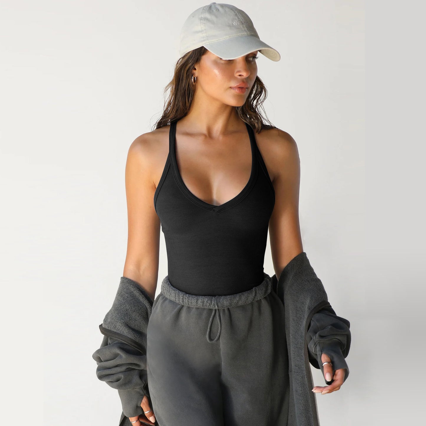Form-Fitting Halter Neck Tank Top