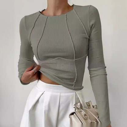 Ribbed Long-Sleeve Crop Top