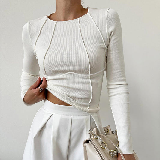 Ribbed Long-Sleeve Crop Top