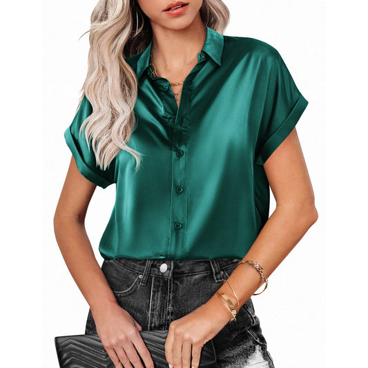 Elegant Sleeve Button-Front Blouse