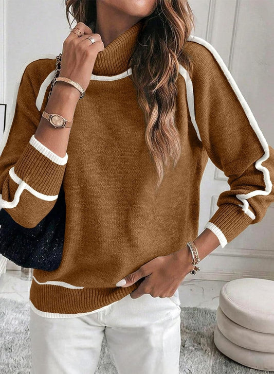 High-necked Casual Knit Top