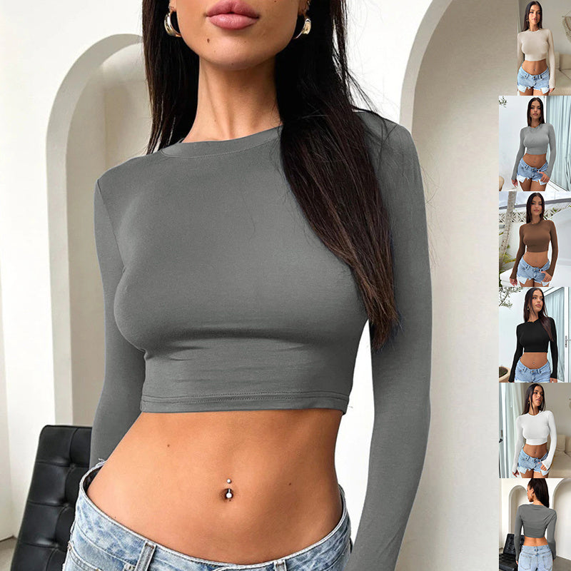 Sleek Long-Sleeve Cropped Top