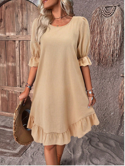Relaxed Ruffled Hem Mini Dress