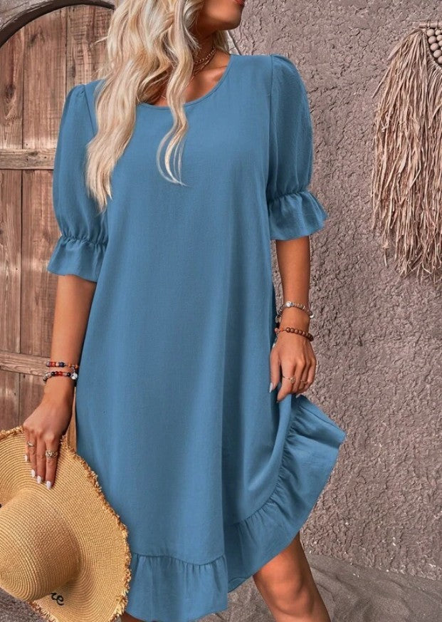 Relaxed Ruffled Hem Mini Dress