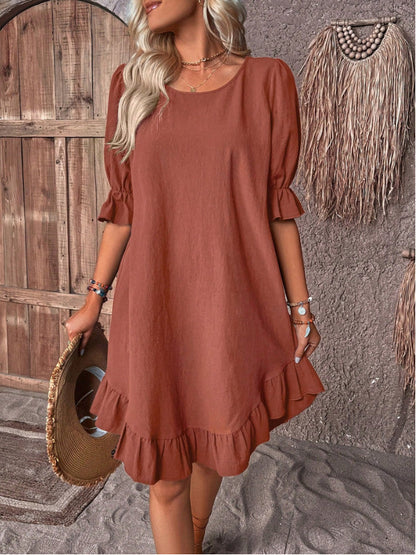 Relaxed Ruffled Hem Mini Dress